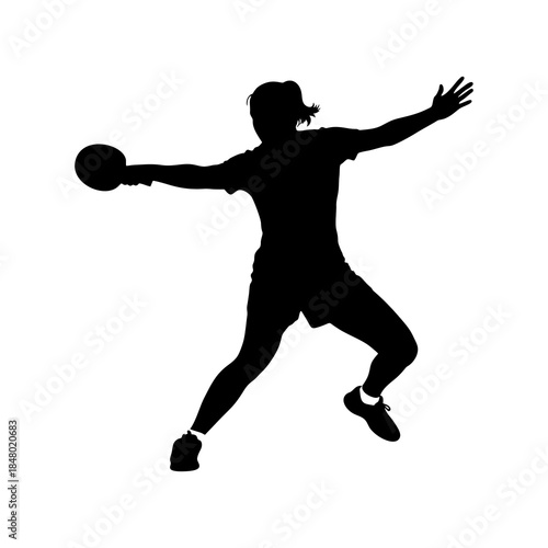 vector silhouette of a female table tennis player competing