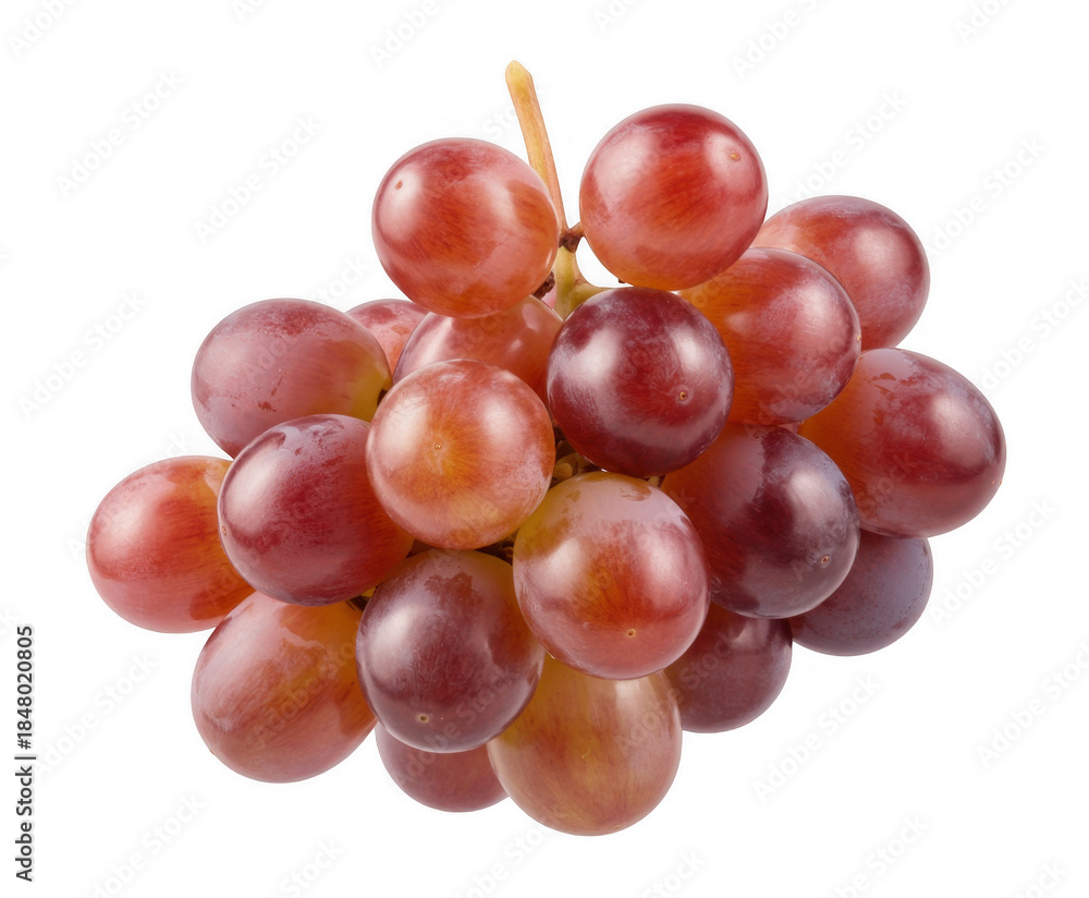 Fototapeta premium A bunch of red grapes fruit cluster isolated on a transparent background