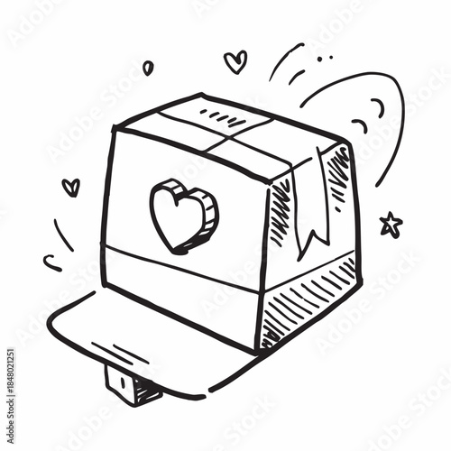 Delivery Box With Heart Seal E Commerce Valentin Vector Design 47