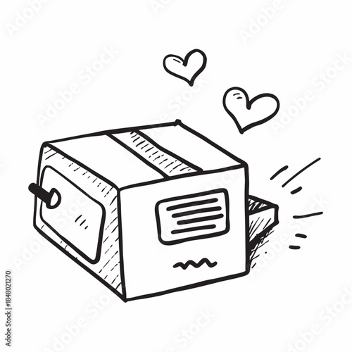 Delivery Box With Heart Seal E Commerce Valentin Vector Design 52