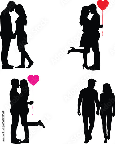 Couple silhouettes showing love and affection