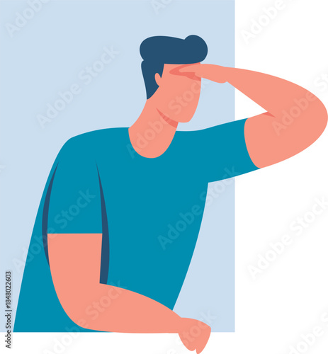 Person looking outwards searching future opportunity