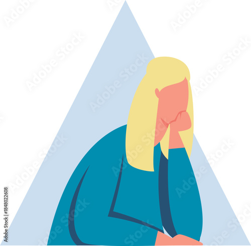 Woman thinking, contemplating, or feeling sad