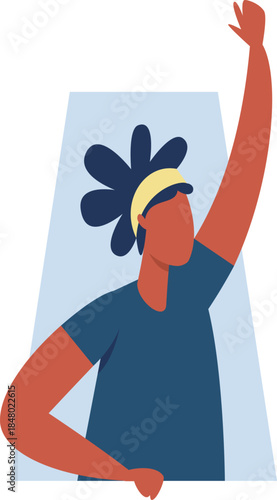 Person raising hand expressing idea or asking question