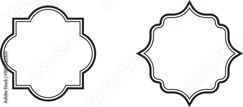 Elegant rounded decorative frame with a quatrefoil-like shape and double border