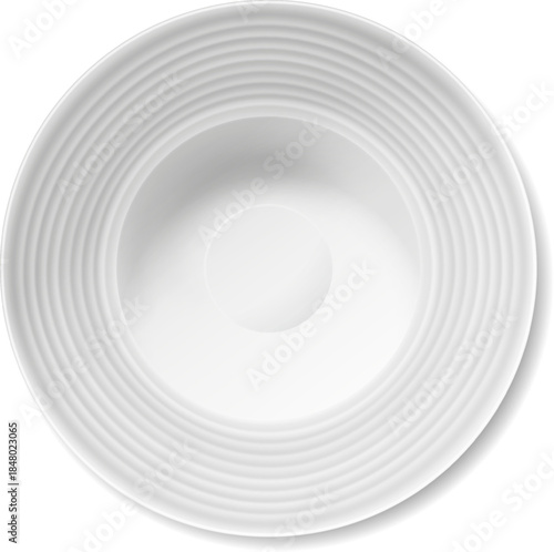 White round plate with concentric ridges design