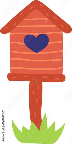 Birdhouse with heart portraying love and home