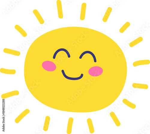 Happy sun cartoon smiling bright yellow icon