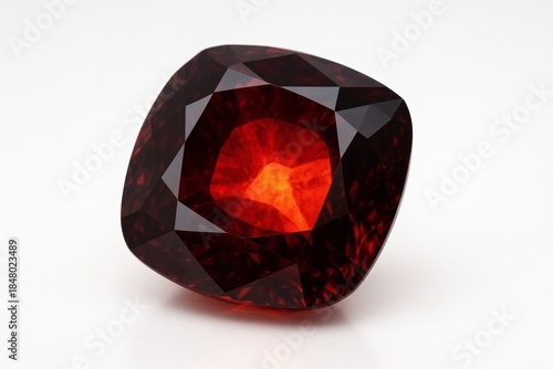 Red Spinel Gemstone with Glowing Interior Slice Isolated on White Background Premium