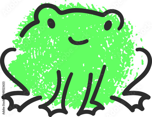 Happy smiling frog drawing with grunge texture