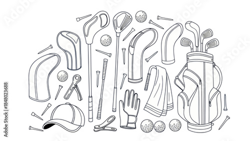 Golf equipment illustration isolated on white background for design and print