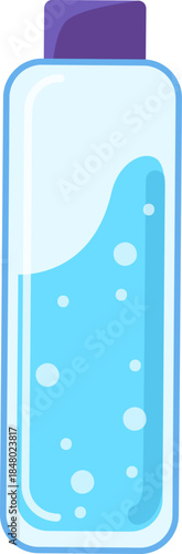 Liquid blue sanitizer bottle illustration for hygiene concept