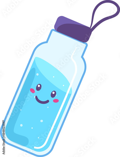 Happy water bottle promoting hydration and health
