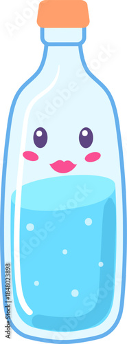 Happy cartoon water bottle promoting healthy hydration
