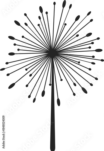 Dandelion seed head abstract exploding vector illustration