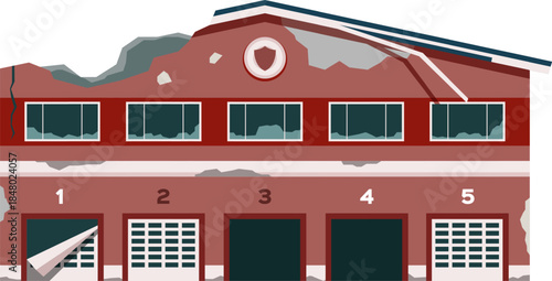 Run down old industrial building vector illustration