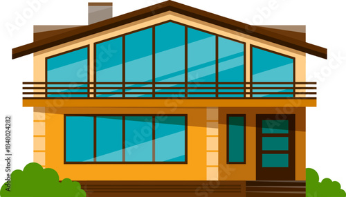 Modern house residence building with large windows