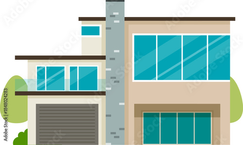 Modern house creating a contemporary home living illustration