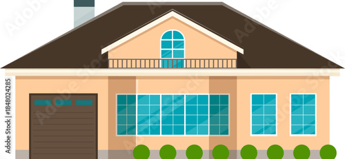 Modern house residence building with garage and windows