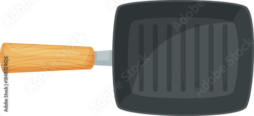 Grill pan with wooden handle cooking equipment