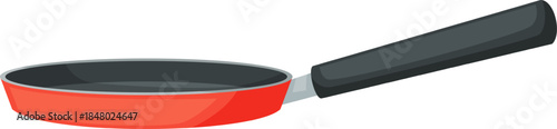 Red non stick frying pan for cooking food