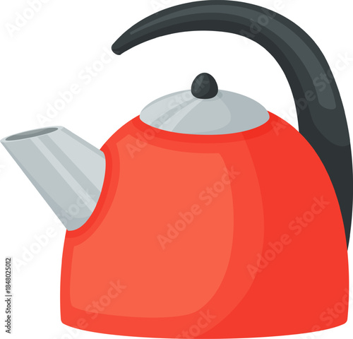 Red kettle boiling water for tea service
