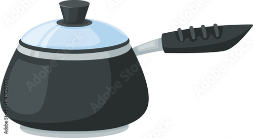 Saucepan cooking kitchen utensil with handle and lid