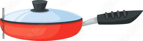 Frying pan with transparent lid for kitchen cooking