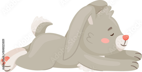 Young cartoon rabbit character sleeping peacefully