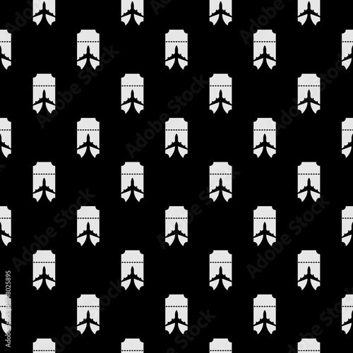 Airline ticket seamless pattern isolated on black background