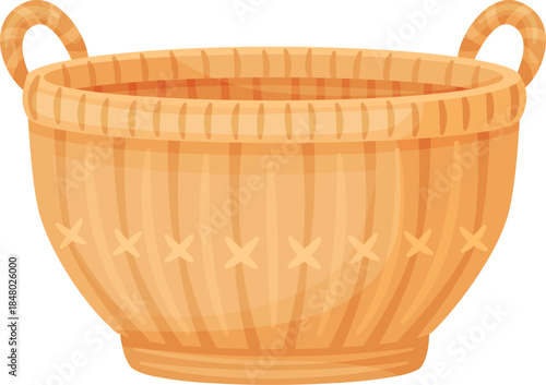 Empty woven basket providing storage or decorative element