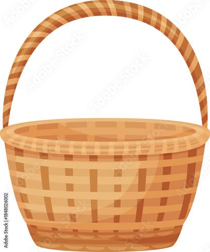 Empty wicker basket for spring picnics and harvests