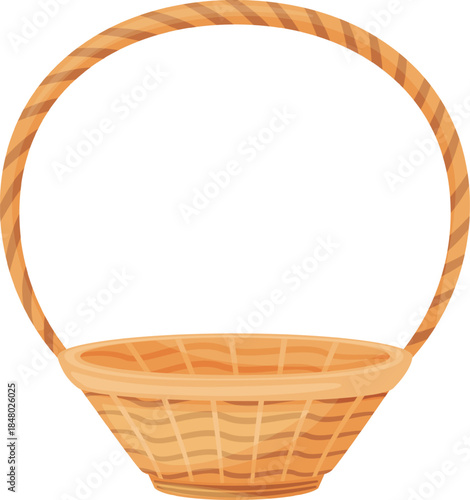 Wicker basket with handle showing empty space