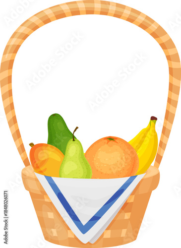 Wicker basket holding fresh fruit illustrating healthy eating