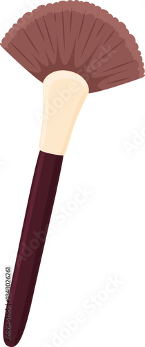 Fan makeup brush for face highlighting and contouring