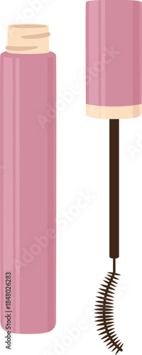 Mascara tube with open wand applying makeup