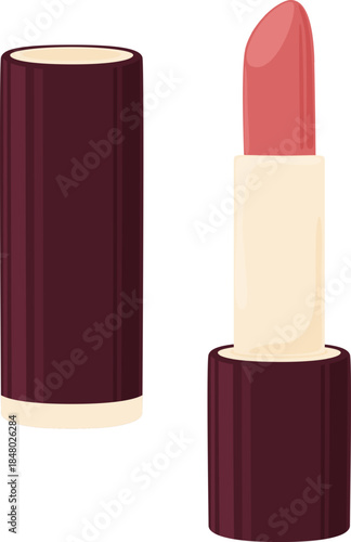 Open pink lipstick showing beauty and makeup product