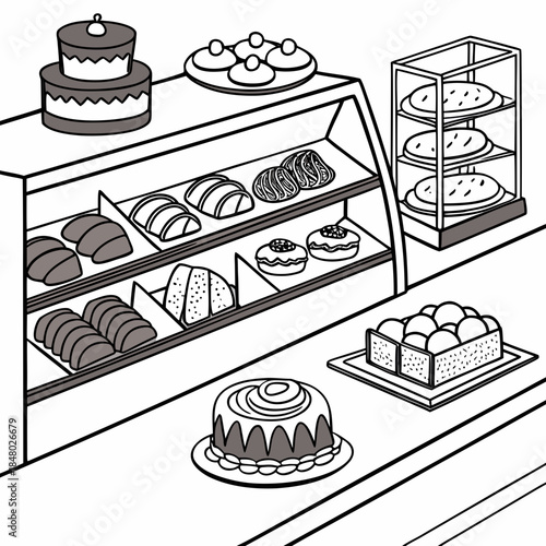Display of various pastries and desserts