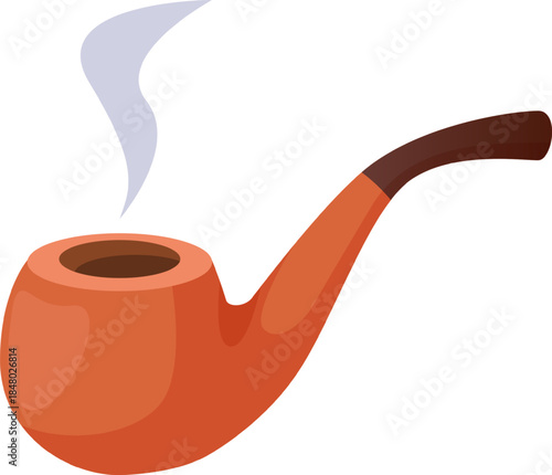 Smoking pipe generating smoke symbol illustration