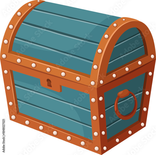 Wooden treasure chest holding wealth and adventure concepts