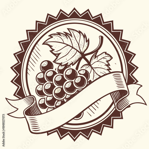 Vintage wine grape emblem