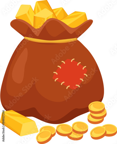 Financial wealth concept showing gold bars and coins