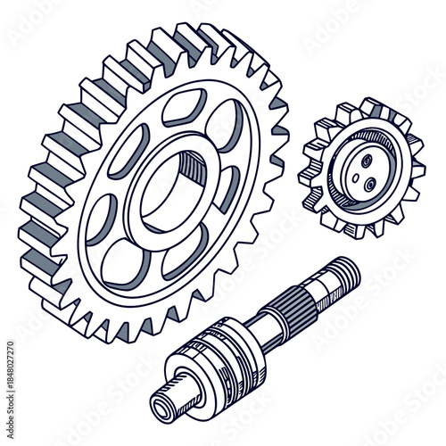 Mechanical gears and shaft assembly