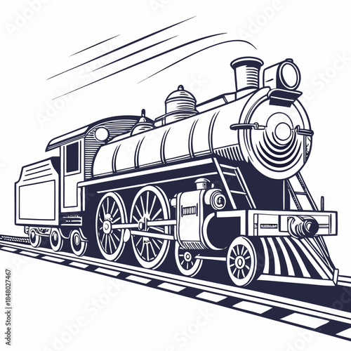 Vintage steam train traveling