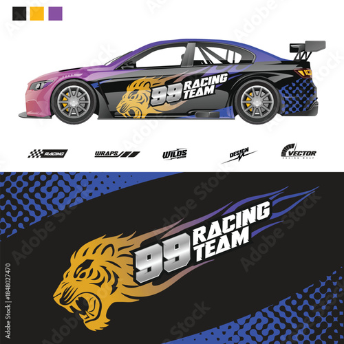 Modern Car Sticker Decal Vector Set for Automotive Vinyl, Racing and Custom Vehicle Graphics