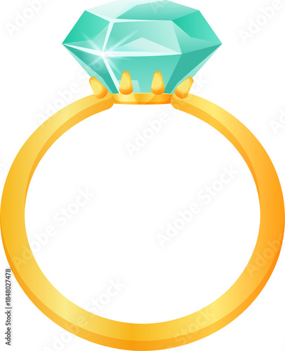 Gold ring with sparkling teal diamond gemstone
