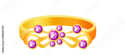 Gold ring with multiple purple gemstones for luxury