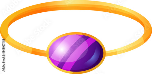 Gold ring with oval purple gemstone icon