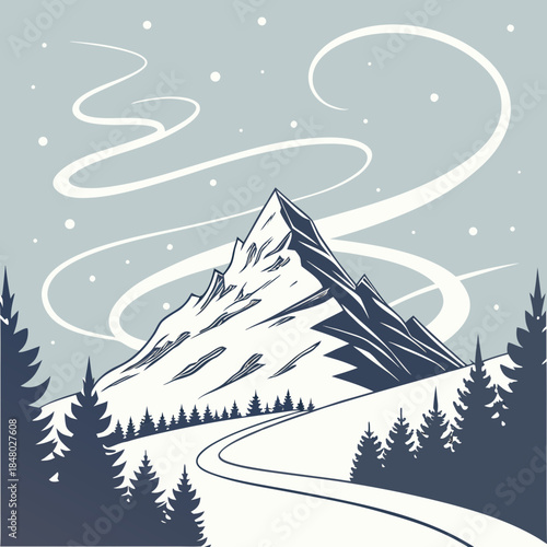 Snowy mountain trail