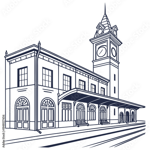 Historic train station with clock tower